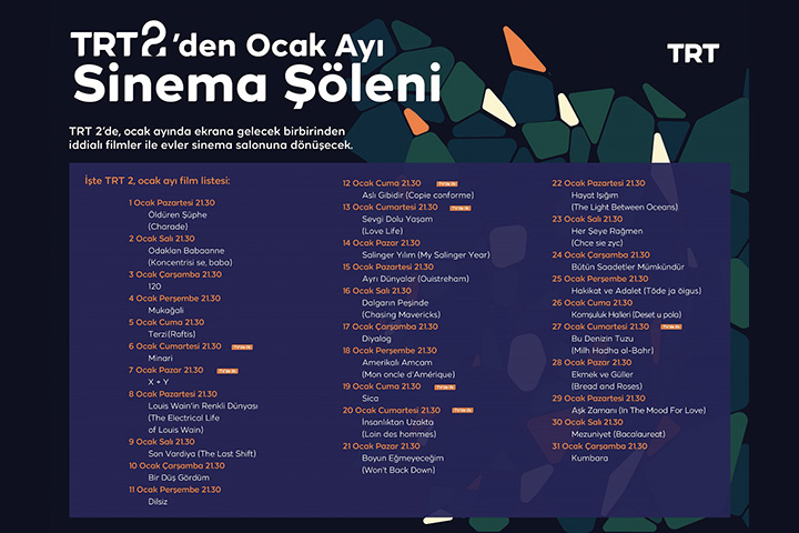 Ocak ayında TRT2’de ödüllü ve prestijli filmler sinemaseverlerle buluşacak